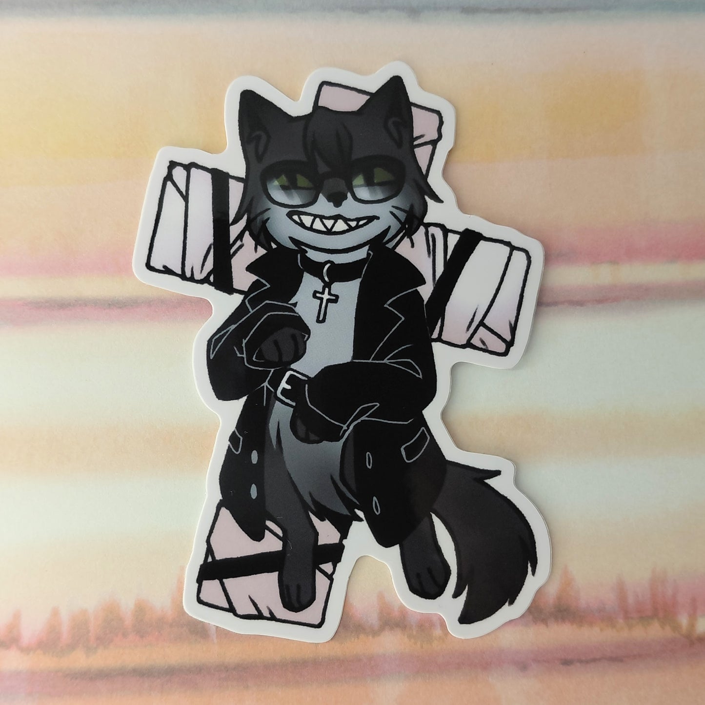 Trigun Vash and Wolfwood Cat Stickers