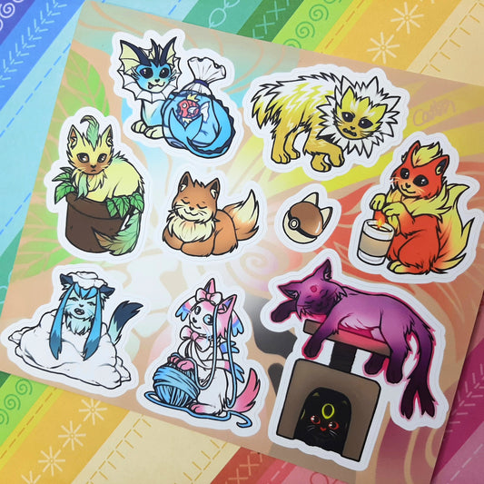 Cat Eevees Sticker sheet