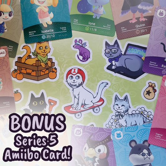 ACNH Cats Sticker sheet (Bonus Amiibo card!)